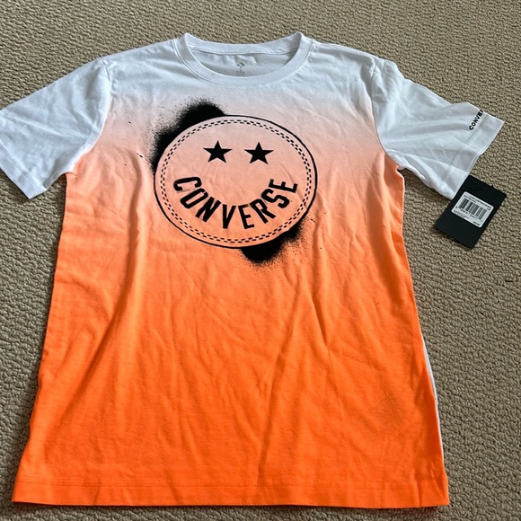 Boys Converse Orange White and Black T-Shirt - Picture 1 of 3